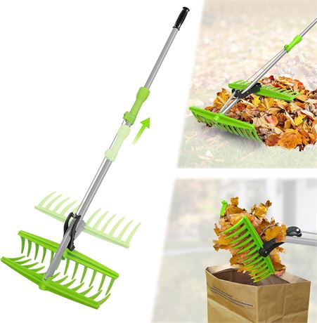 Leaf Raking Device Voltage Bids - 2-in-1 Leaf Grabber Rake with Long Handle - Back-Saving ...