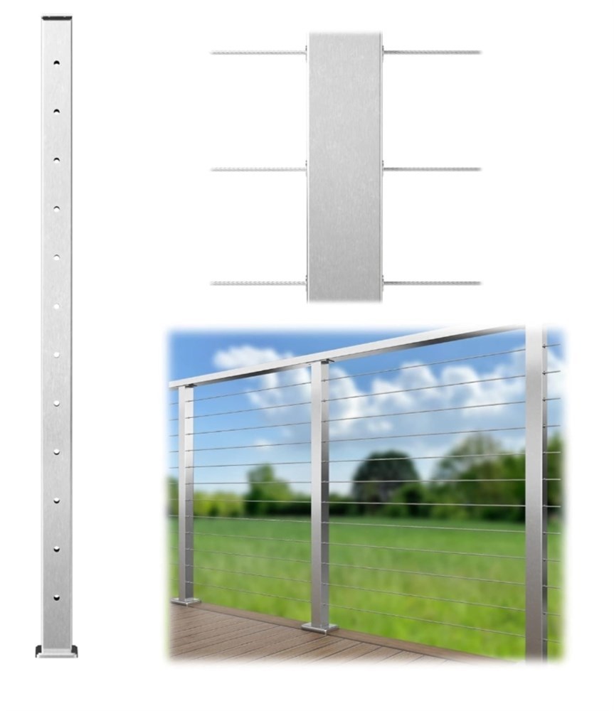 Voltage Railing Voltage Bids - Muzata Cable Railing Post 42x2x2in. Surface Mount ...